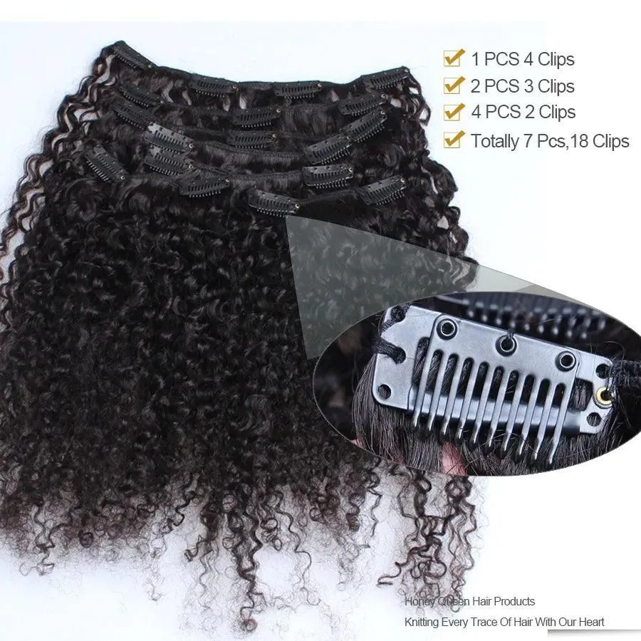 3B 3C Kinky Curly Afro Clip In Hair Extensions - Premium Remy Human Hair