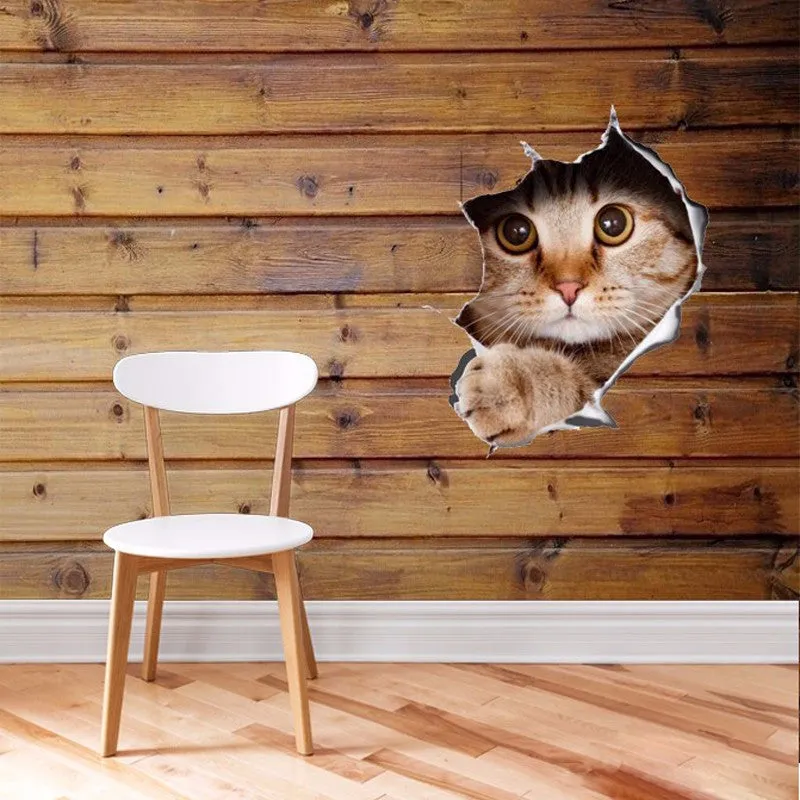 3D Pug/Cat Coming Through Wall Decal