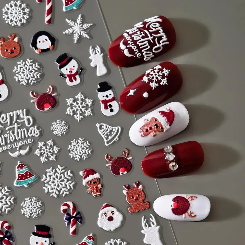 5D Christmas Nail Art Stickers - Festive Winter Designs for Creative Holiday Manicures