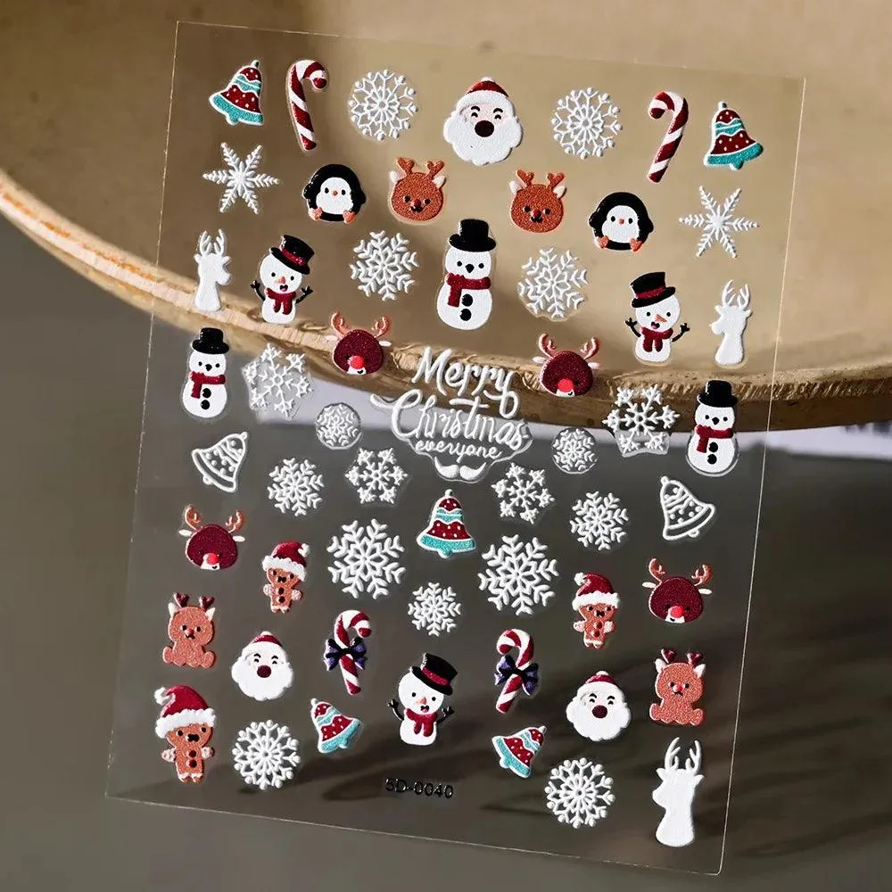 5D Christmas Nail Art Stickers - Festive Winter Designs for Creative Holiday Manicures