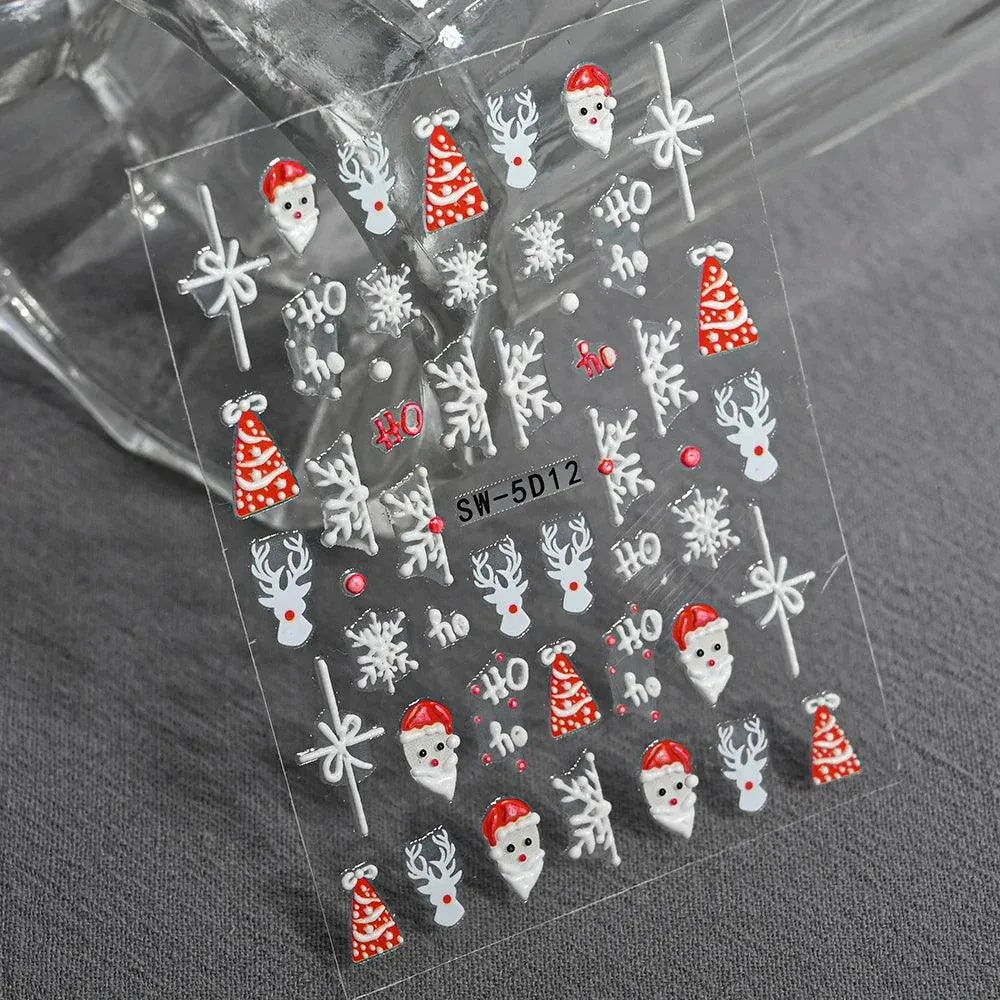 5D Christmas Nail Art Stickers - Festive Winter Designs for Creative Holiday Manicures