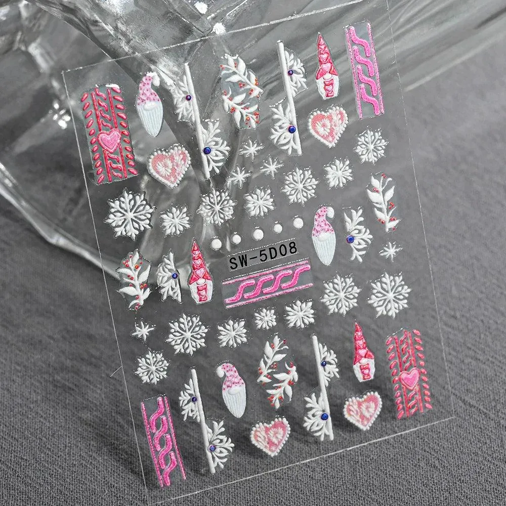 5D Christmas Nail Art Stickers - Festive Winter Designs for Creative Holiday Manicures