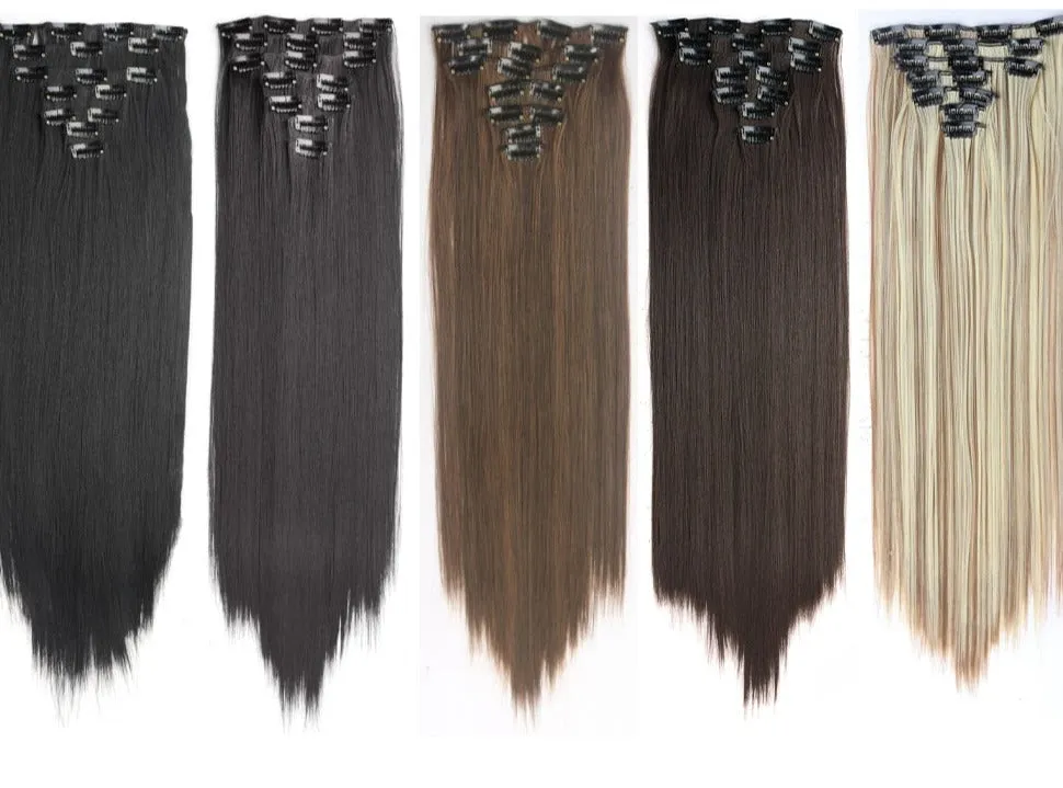 7 Piece Synthetic Clip-In Hair Extension Set