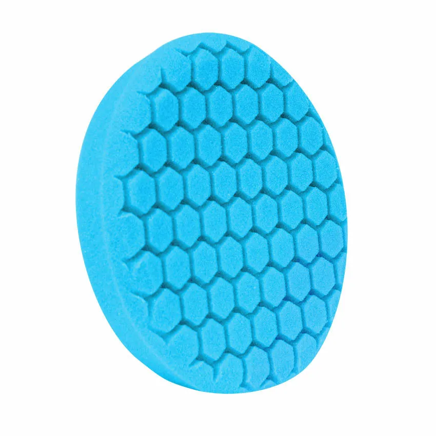 7.5" Euro Light Blue Soft Polishing Hex Faced Foam Grip Pad™ with Center Ring Backing