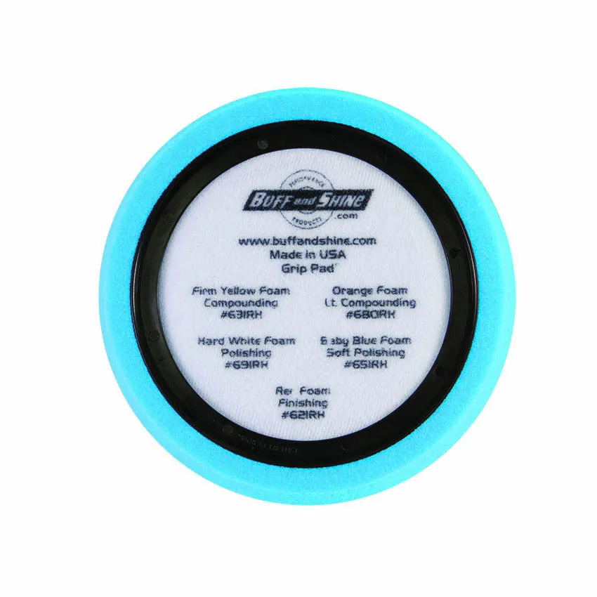 7.5" Euro Light Blue Soft Polishing Hex Faced Foam Grip Pad™ with Center Ring Backing