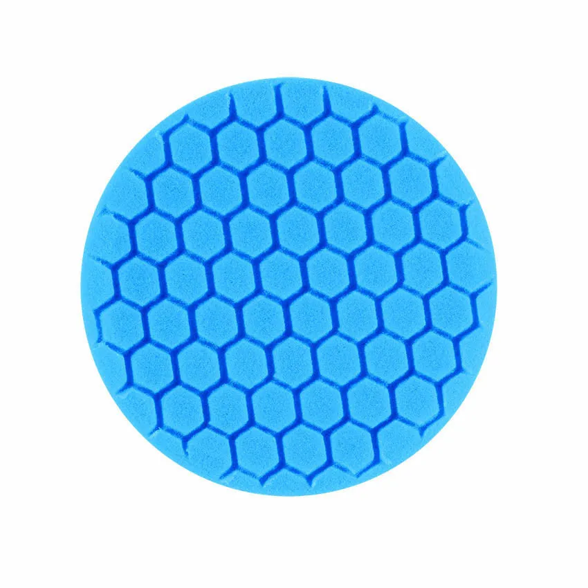 7.5" Euro Light Blue Soft Polishing Hex Faced Foam Grip Pad™ with Center Ring Backing