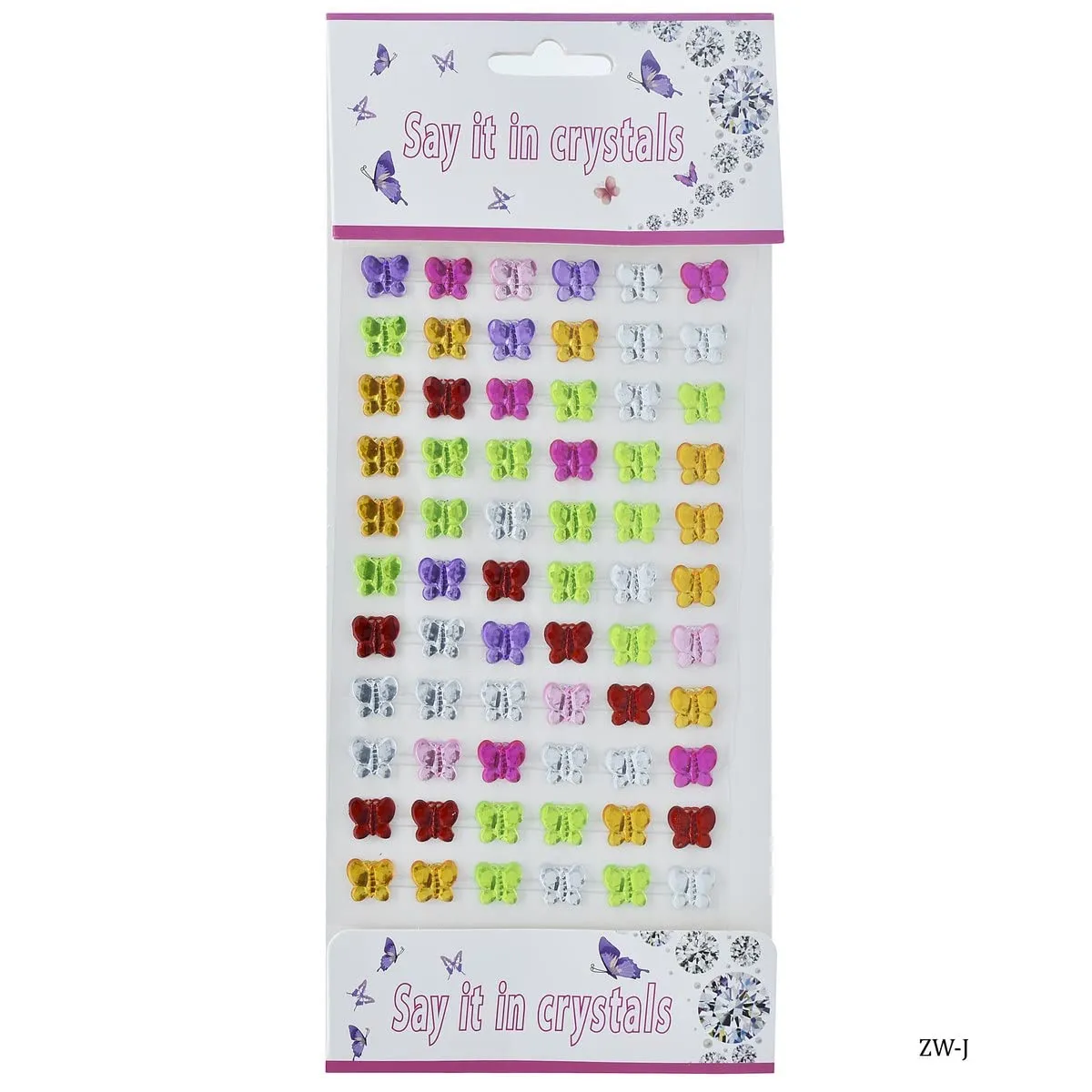 Aadya Crafts Sticker Crystal Butterfly Multi Colour