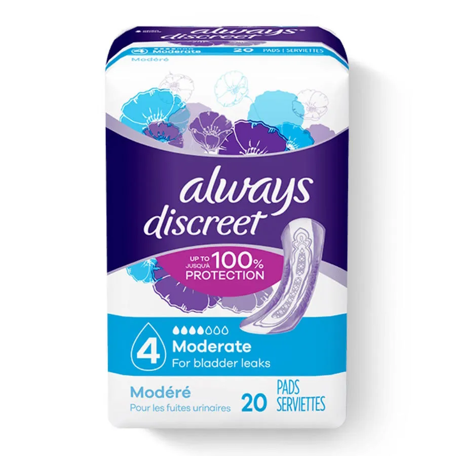 Always Discreet Moderate Pads, 4 Drops