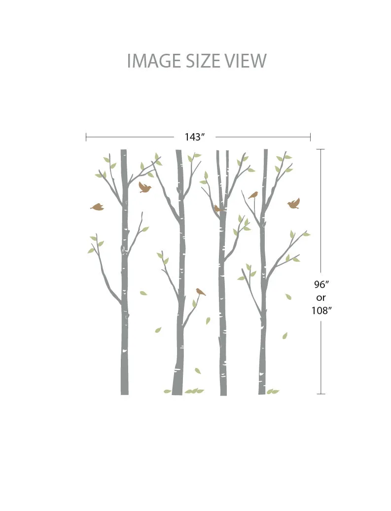 Birch Trees And Birds Wall Decal