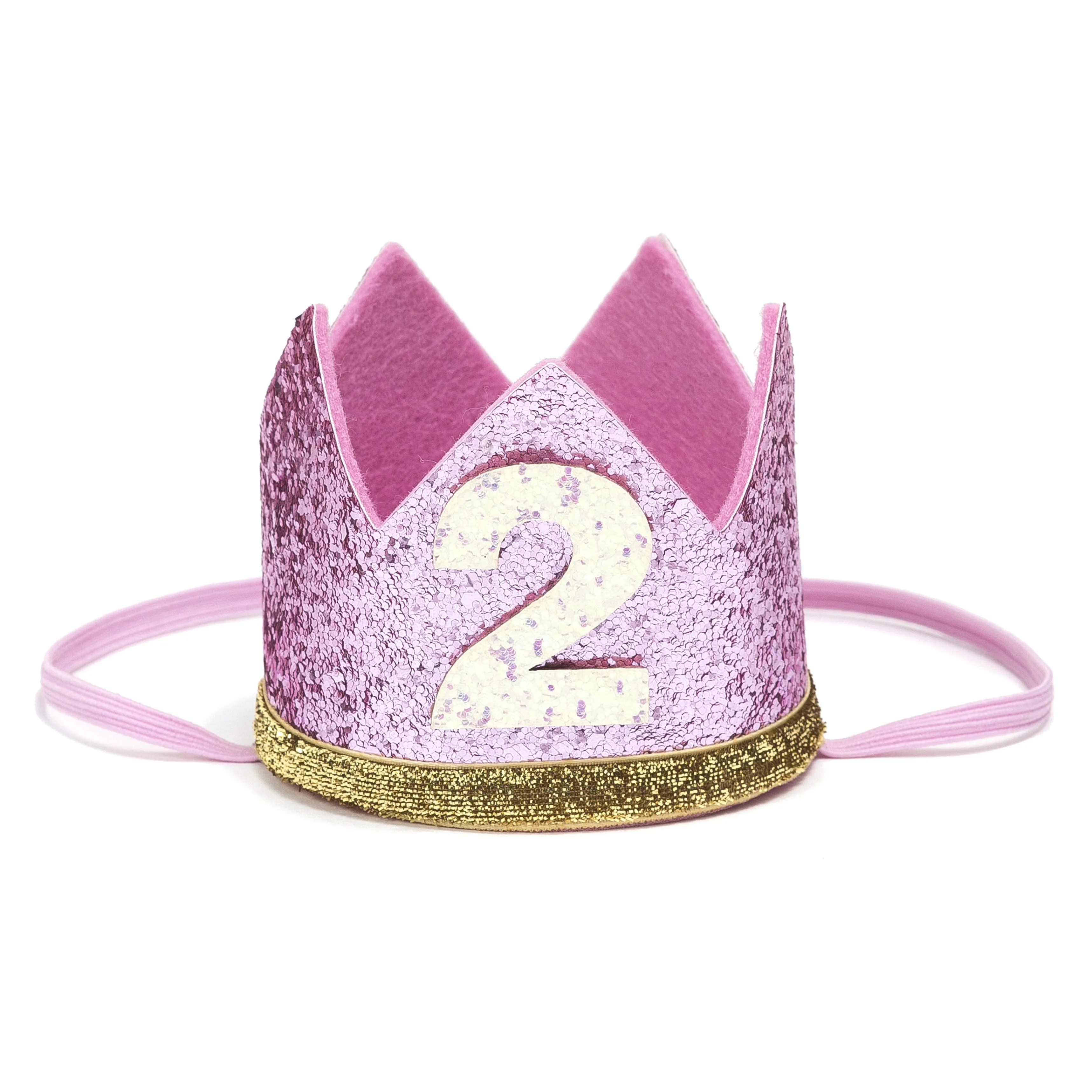 Birthday Party Crown - Pink   Gold Glitter