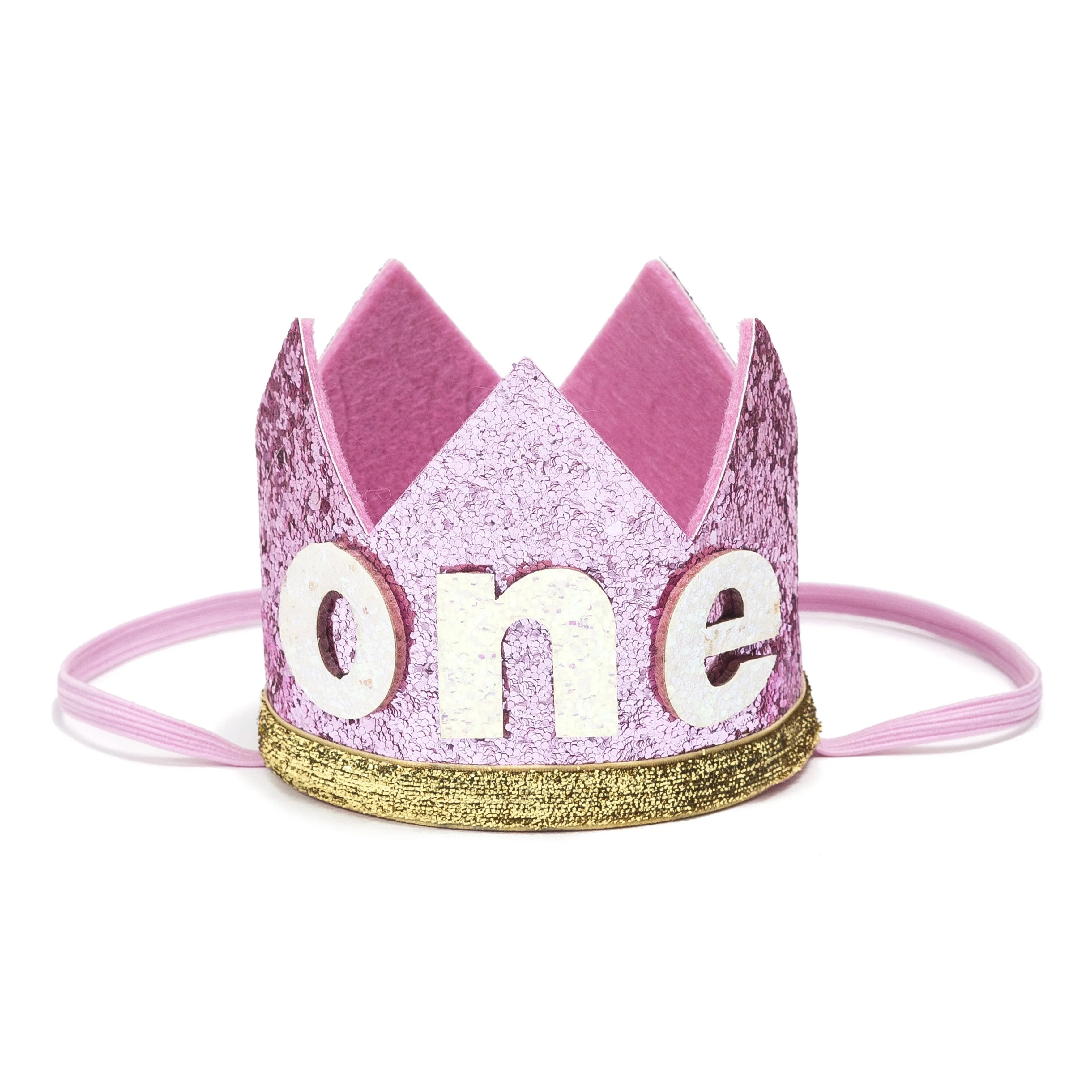 Birthday Party Crown - Pink   Gold Glitter