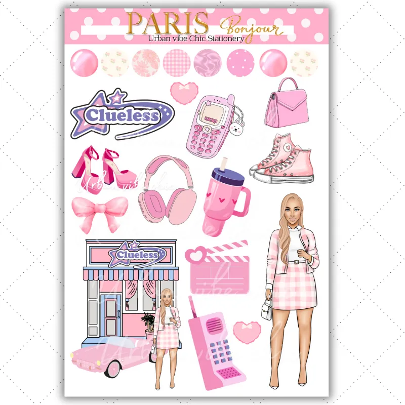 Black Girl Stickers - Pink Paris Classy Full Sheet 1