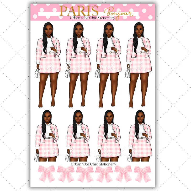 Black Girl Stickers - Pink Paris