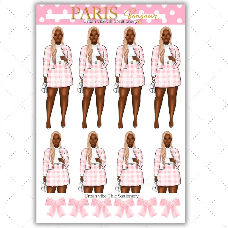 Black Girl Stickers - Pink Paris