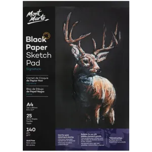 Black Paper Sketch Pad Signature 140gsm A4 25 Sheet