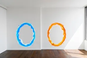 Blue and Orange Portal Aura Wall Stickers - Transparent Oval Decals with Vibrant Aura Effect for Game Room Decor