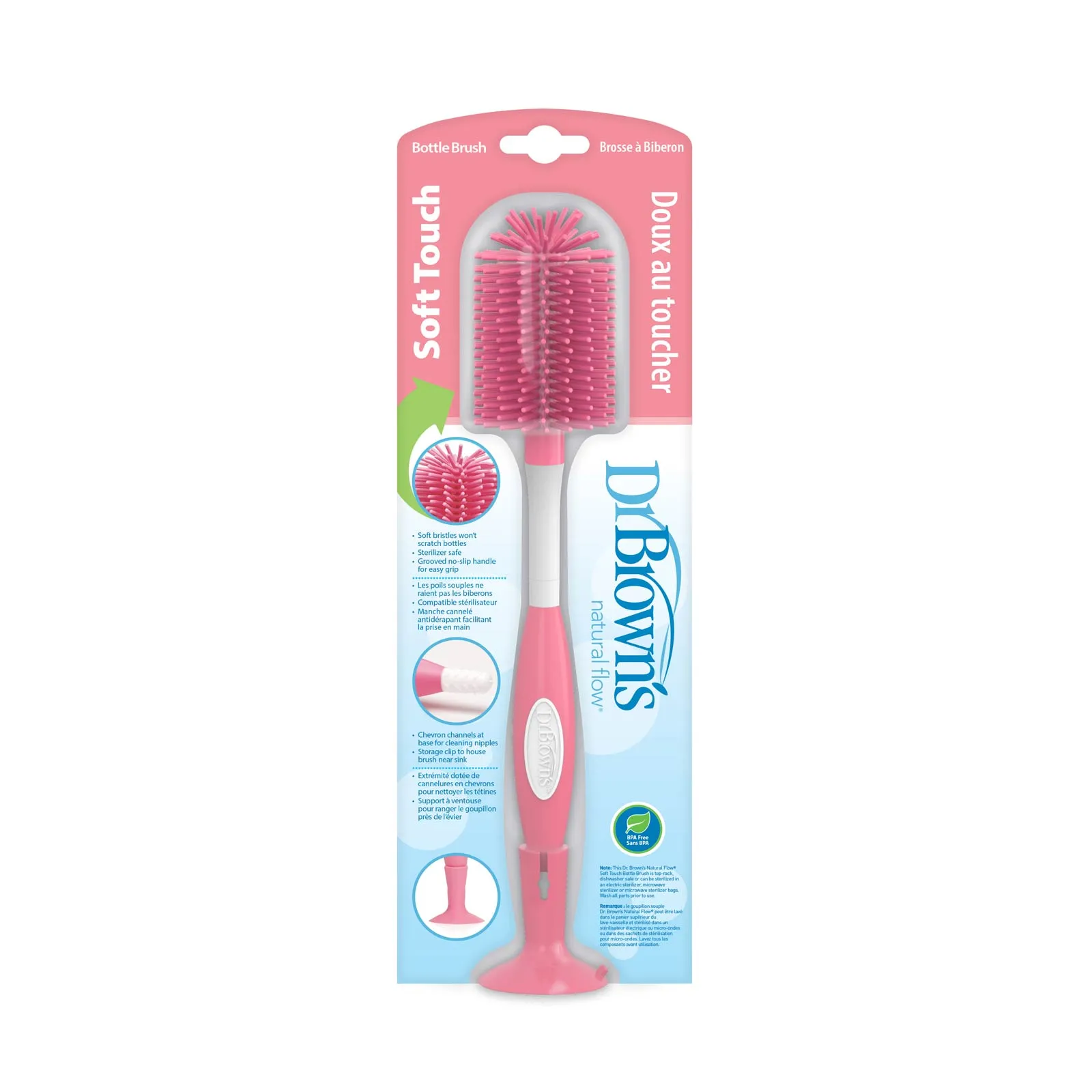 [Bundle of 2] Dr.Brown's Soft Touch Bottle Brush - Pink