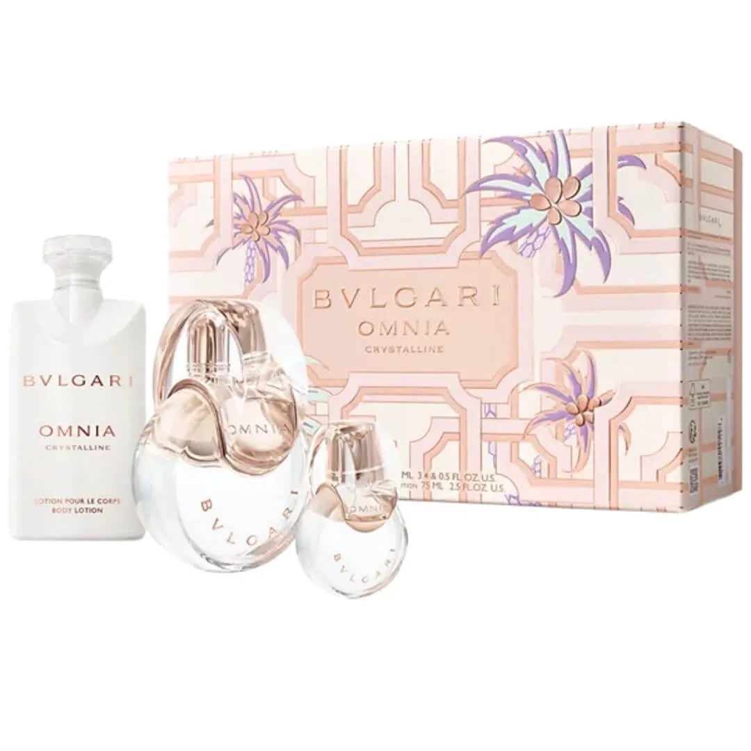 Bvlgari Omnia Crystalline EDT 100ml 3PC Set   Lotion   15ml