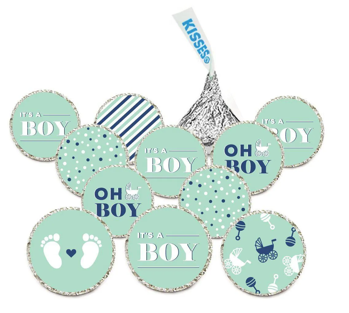 Chocolate Drop Labels Trio, Fits Hershey's Kisses, Ultimate Boy Baby Shower Collection