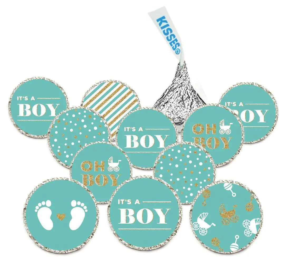 Chocolate Drop Labels Trio, Fits Hershey's Kisses, Ultimate Boy Baby Shower Collection