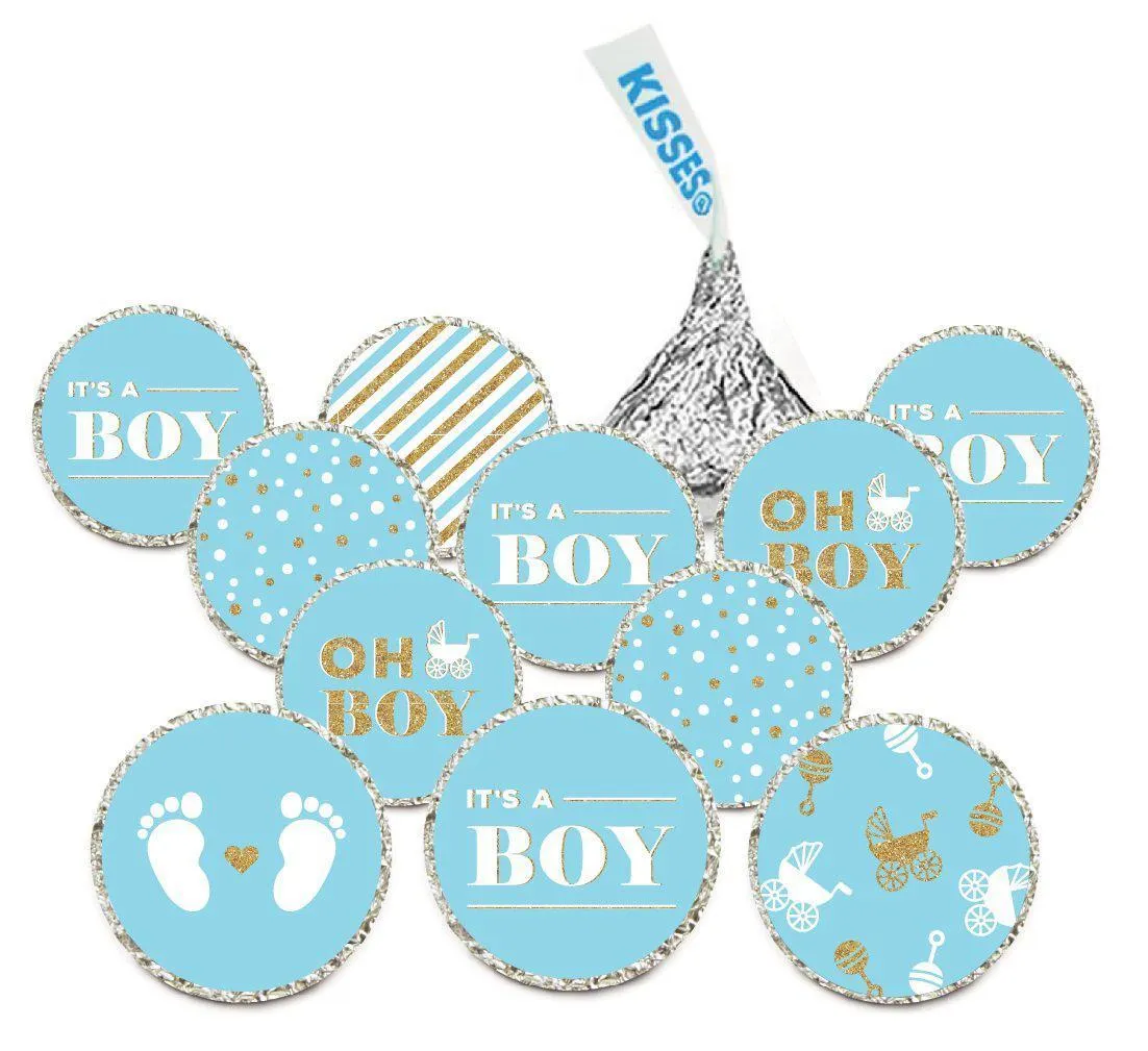 Chocolate Drop Labels Trio, Fits Hershey's Kisses, Ultimate Boy Baby Shower Collection