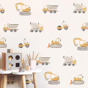 Construction Trucks Toss Wall Decal Set