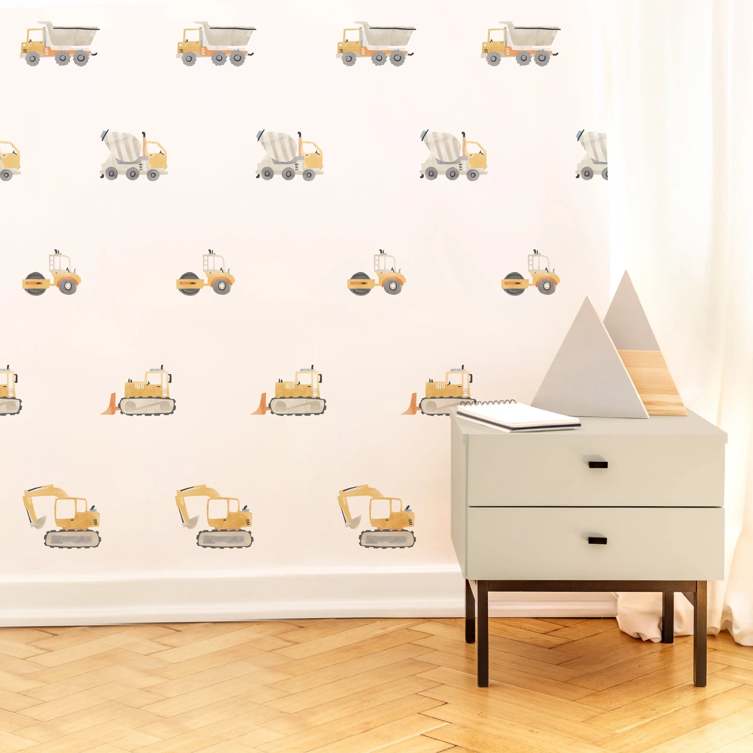 Construction Trucks Toss Wall Decal Set