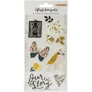 Crate Paper Embossed Puffy Stickers 7 pack - Fresh Bouquet*