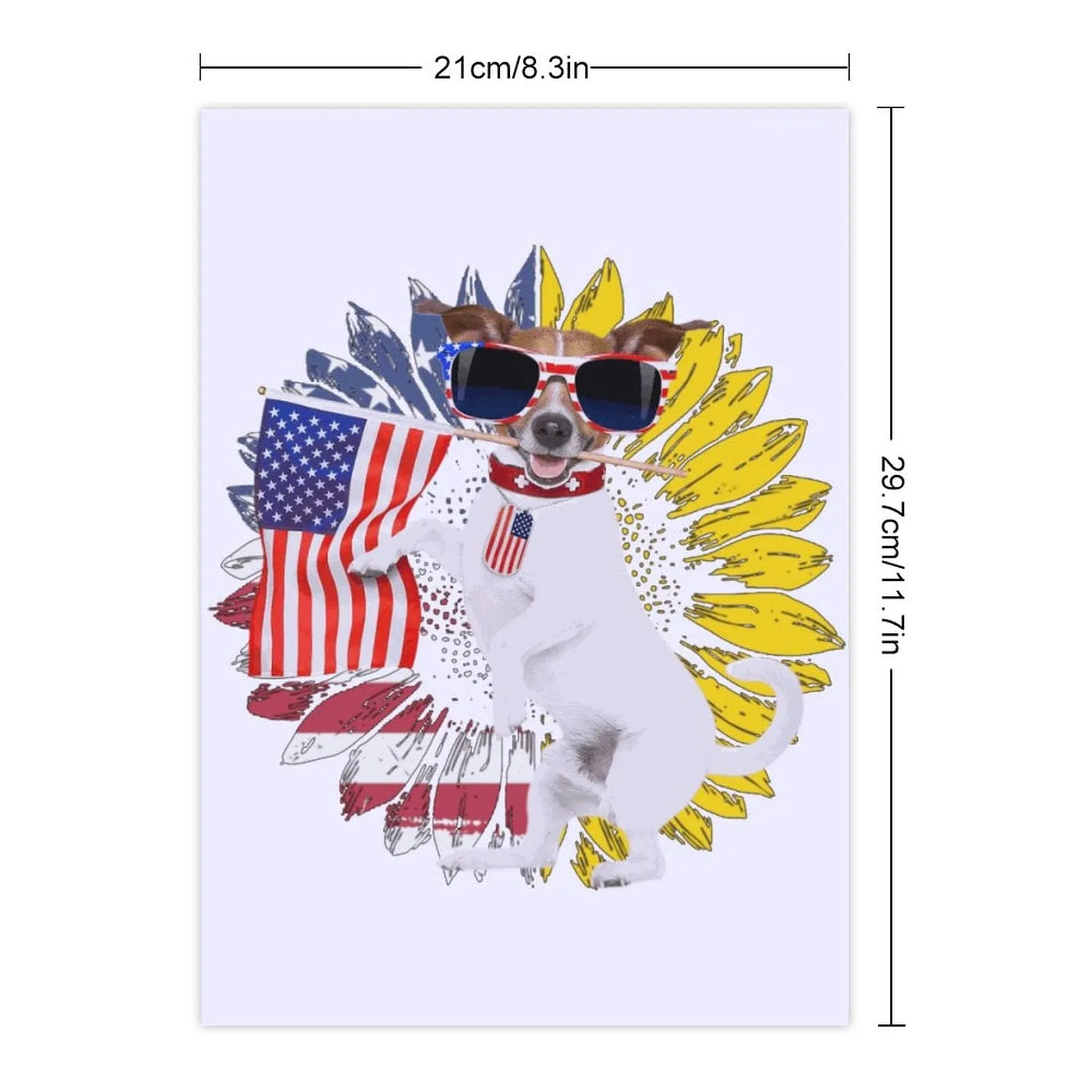 Custom Pet Photo Sunflower American Flag Car Decal Sticker Removable Waterproof Car Window Decal(2PCS)