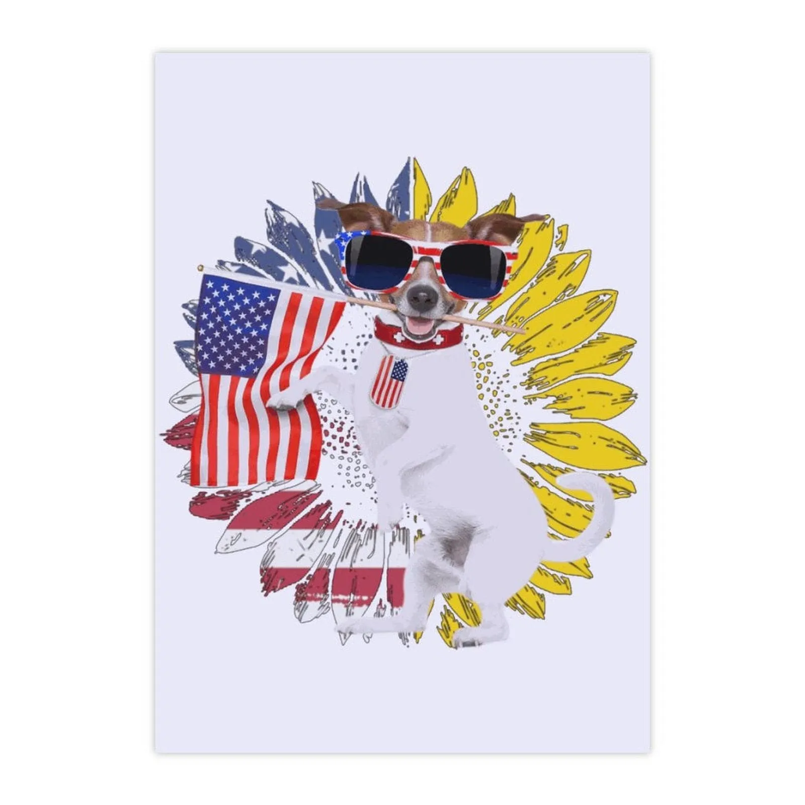 Custom Pet Photo Sunflower American Flag Car Decal Sticker Removable Waterproof Car Window Decal(2PCS)