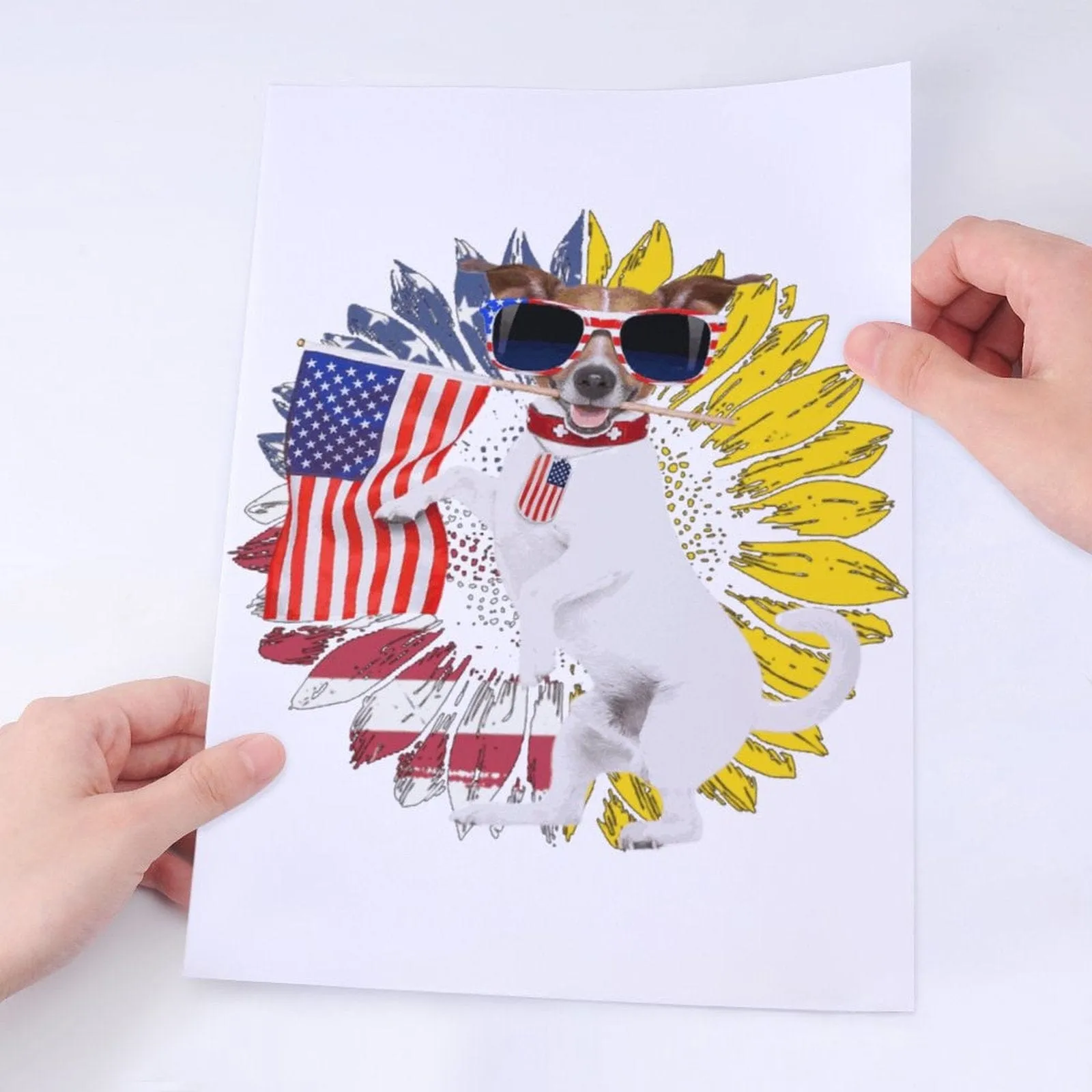 Custom Pet Photo Sunflower American Flag Car Decal Sticker Removable Waterproof Car Window Decal(2PCS)