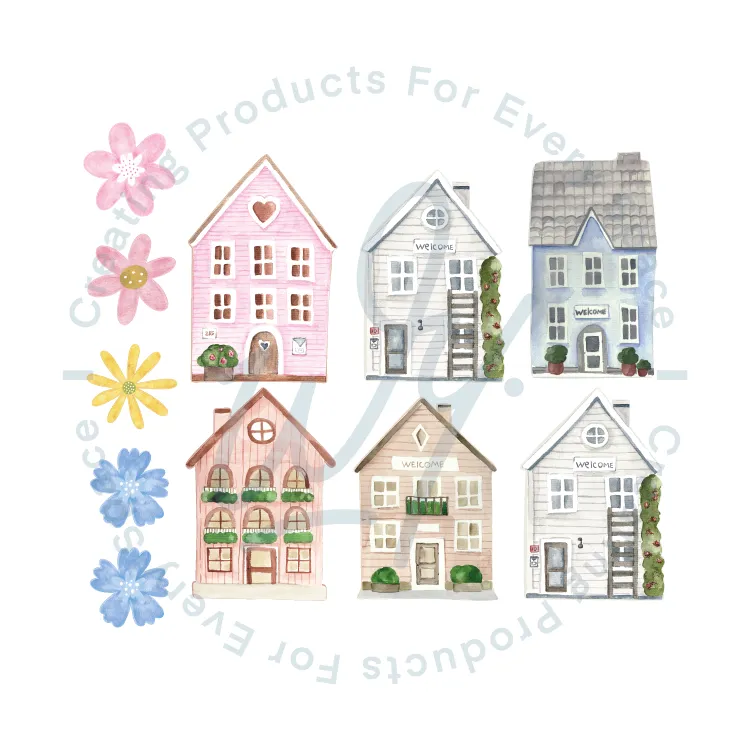 Cute Houses Wall Decal Set