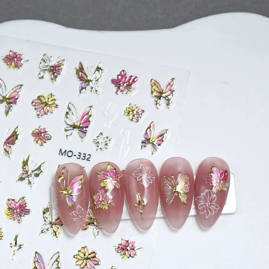 Embossed Hot Stamping Nail Art Stickers - Dream Fairies & Watercolor Butterflies