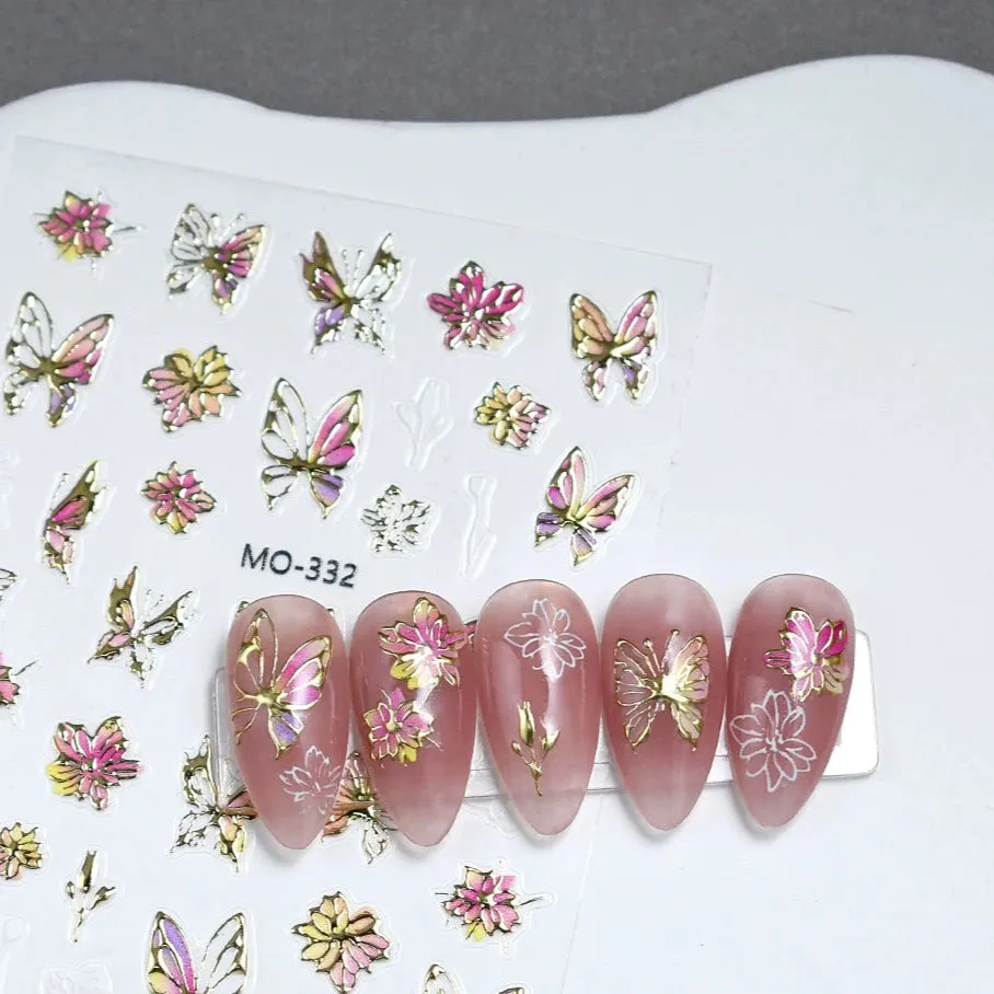 Embossed Hot Stamping Nail Art Stickers - Dream Fairies & Watercolor Butterflies