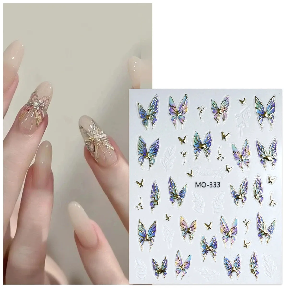 Embossed Hot Stamping Nail Art Stickers - Dream Fairies & Watercolor Butterflies