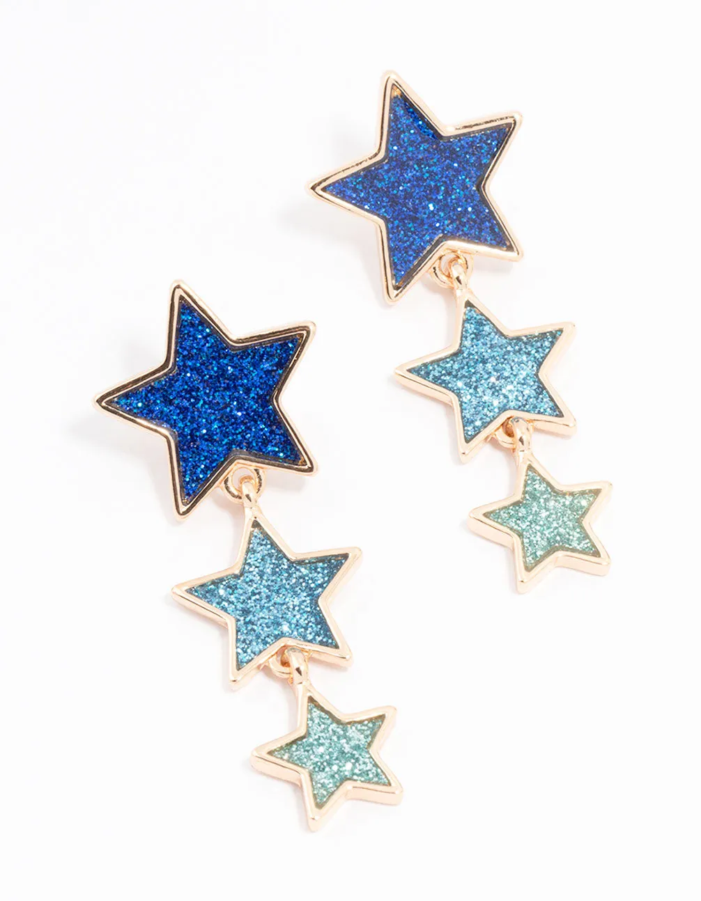 Eras Gold Plated Glitter Star Drop Earrings