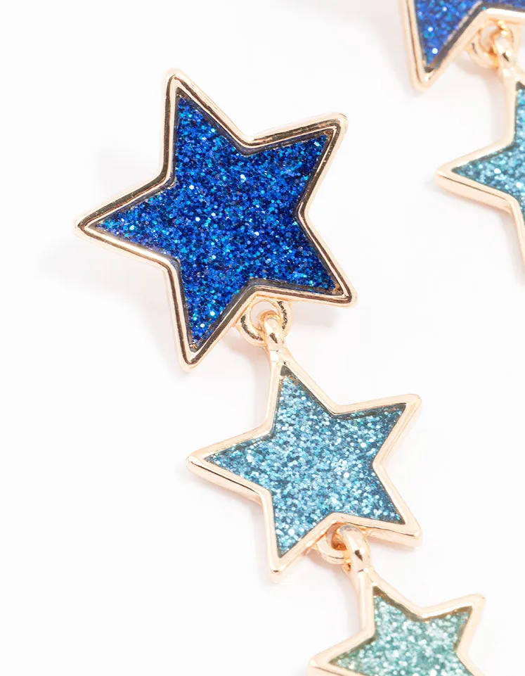 Eras Gold Plated Glitter Star Drop Earrings