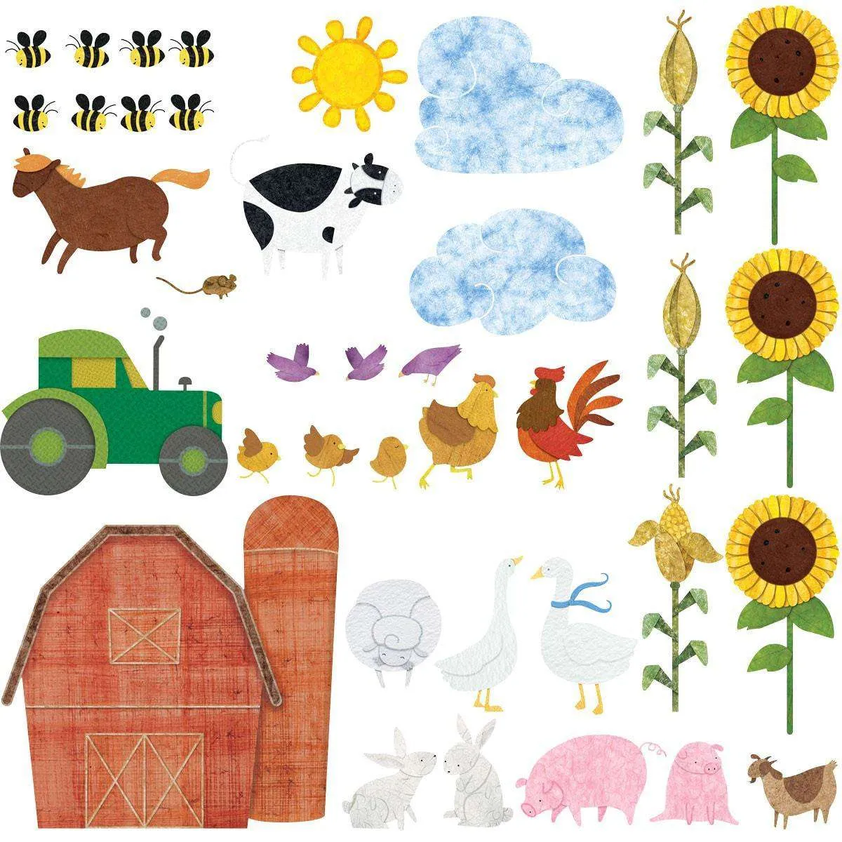 Farm Wall Decals – Peel & Stick Farm Theme Wall Mural Sticker Kit - MINI SET