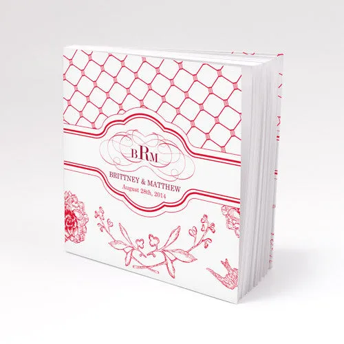 Floral and Trellis Notepad Wedding Favor Red