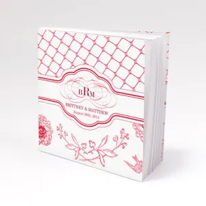 Floral and Trellis Notepad Wedding Favor Red