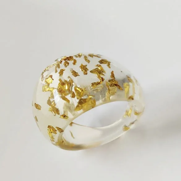 Gold Glitter Translucent Acrylic Ring