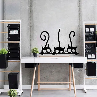 Lovely Three Black Cat DIY Wall Decals