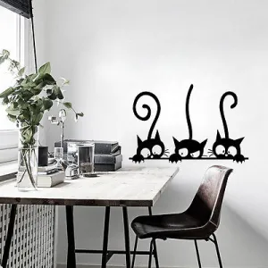 Lovely Three Black Cat DIY Wall Decals