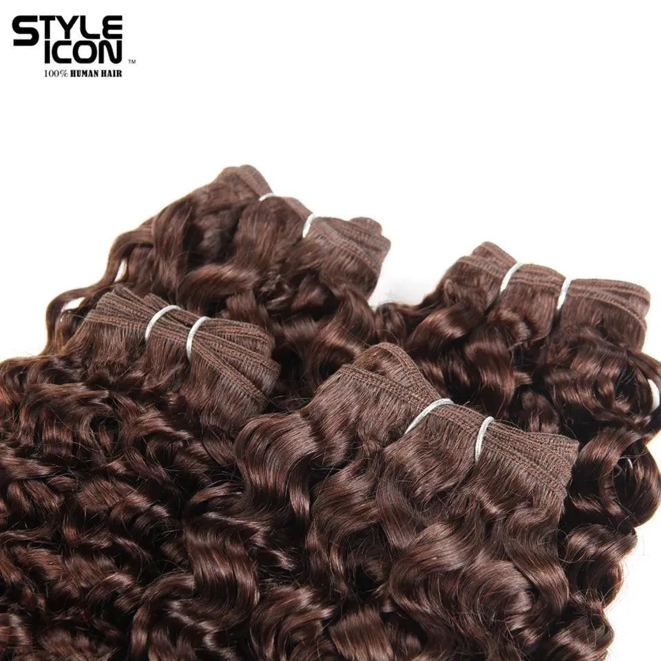 Luxurious Brazilian Curly Hair Bundle: Color 4 Voluminous Extensions