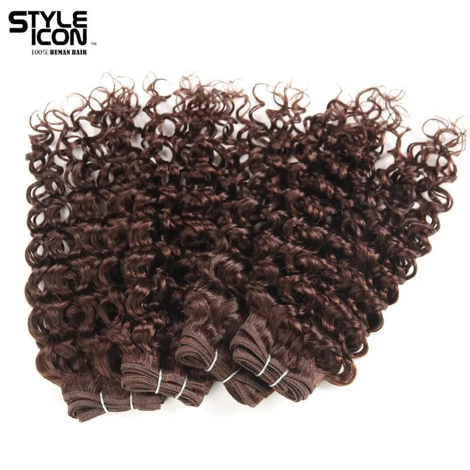 Luxurious Brazilian Curly Hair Bundle: Color 4 Voluminous Extensions