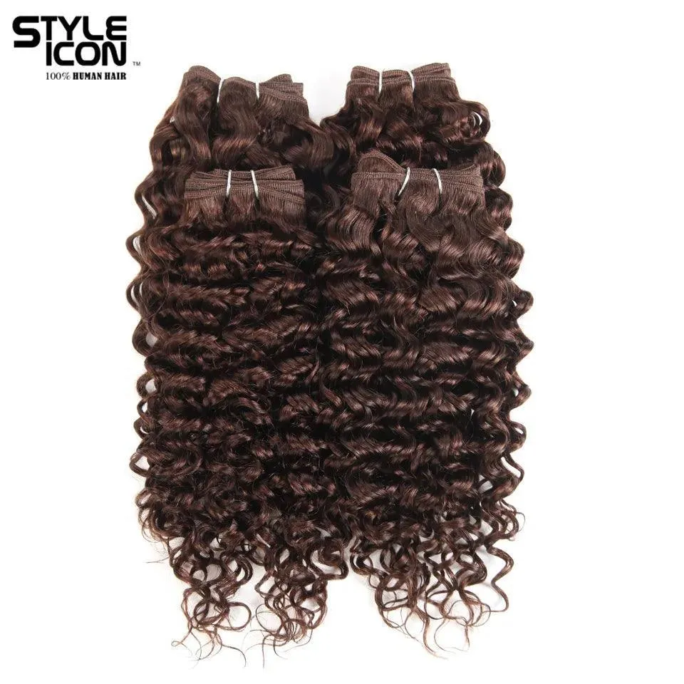 Luxurious Brazilian Curly Hair Bundle: Color 4 Voluminous Extensions