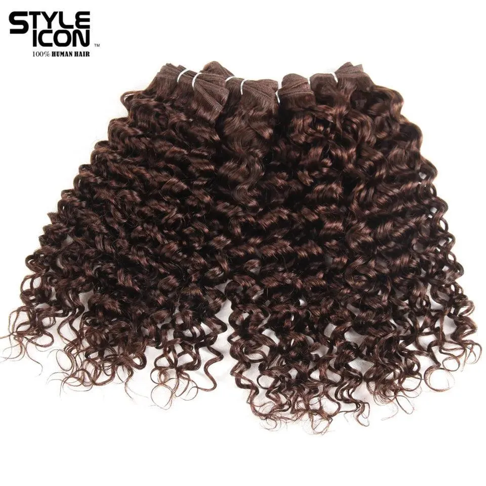 Luxurious Brazilian Curly Hair Bundle: Color 4 Voluminous Extensions