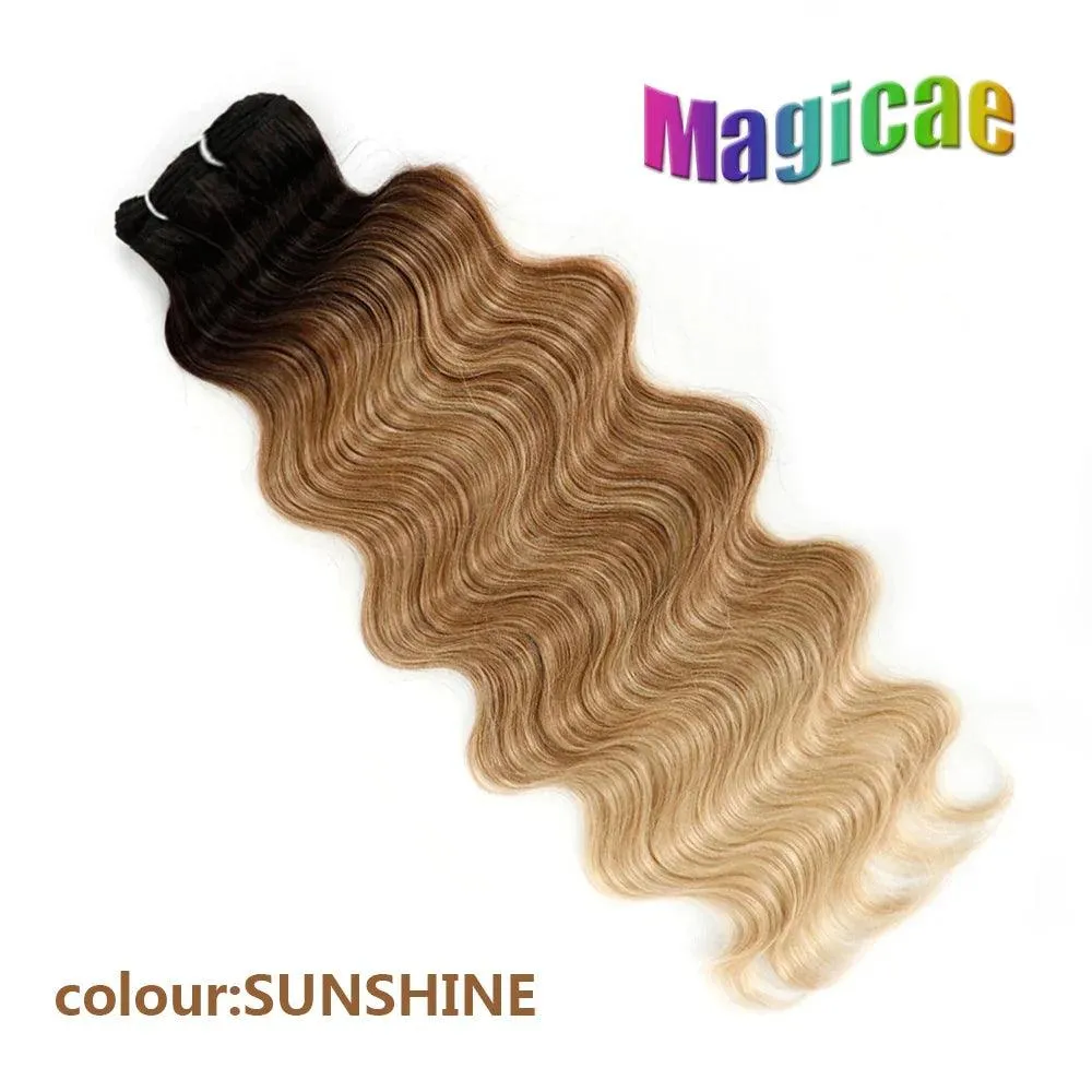 Magicae Ombre to Blonde Hair Extensions: Glamorous 30" Wave Ponytail - Transform Your Look!