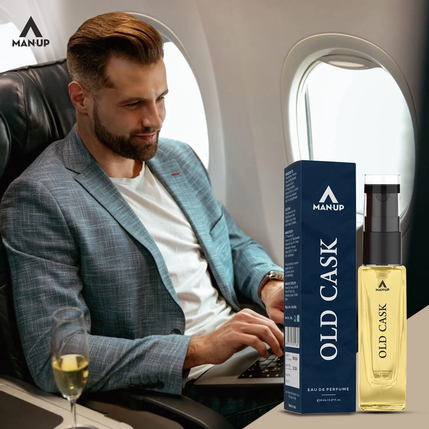 Man-Up Old Cask Perfume For Men | Eau De Perfume | Premium Long Lasting Fresh, Refreshing & Energising Fragrance Perfume | Celebrating Every Special Occasion - 8ml (Pack of 100)