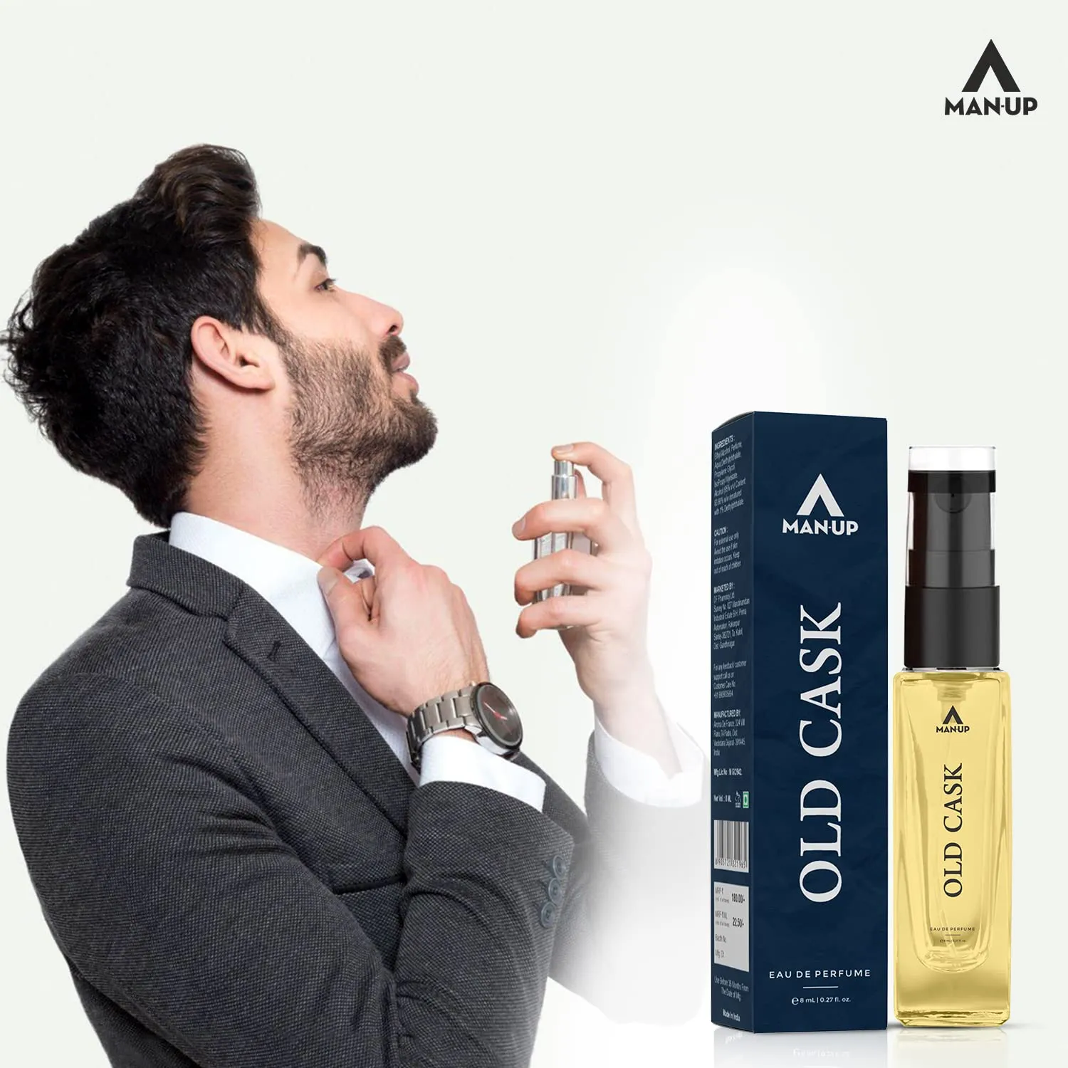 Man-Up Old Cask Perfume For Men | Eau De Perfume | Premium Long Lasting Fresh, Refreshing & Energising Fragrance Perfume | Celebrating Every Special Occasion - 8ml (Pack of 100)